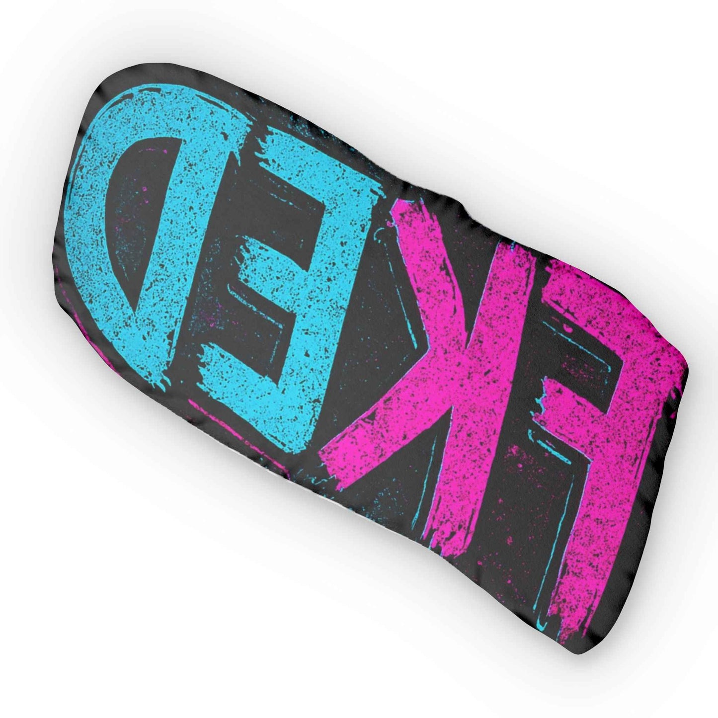 Custom Shaped Pillow — Bold Graffiti "EXED" Pink & Cyan Decorative Cushion