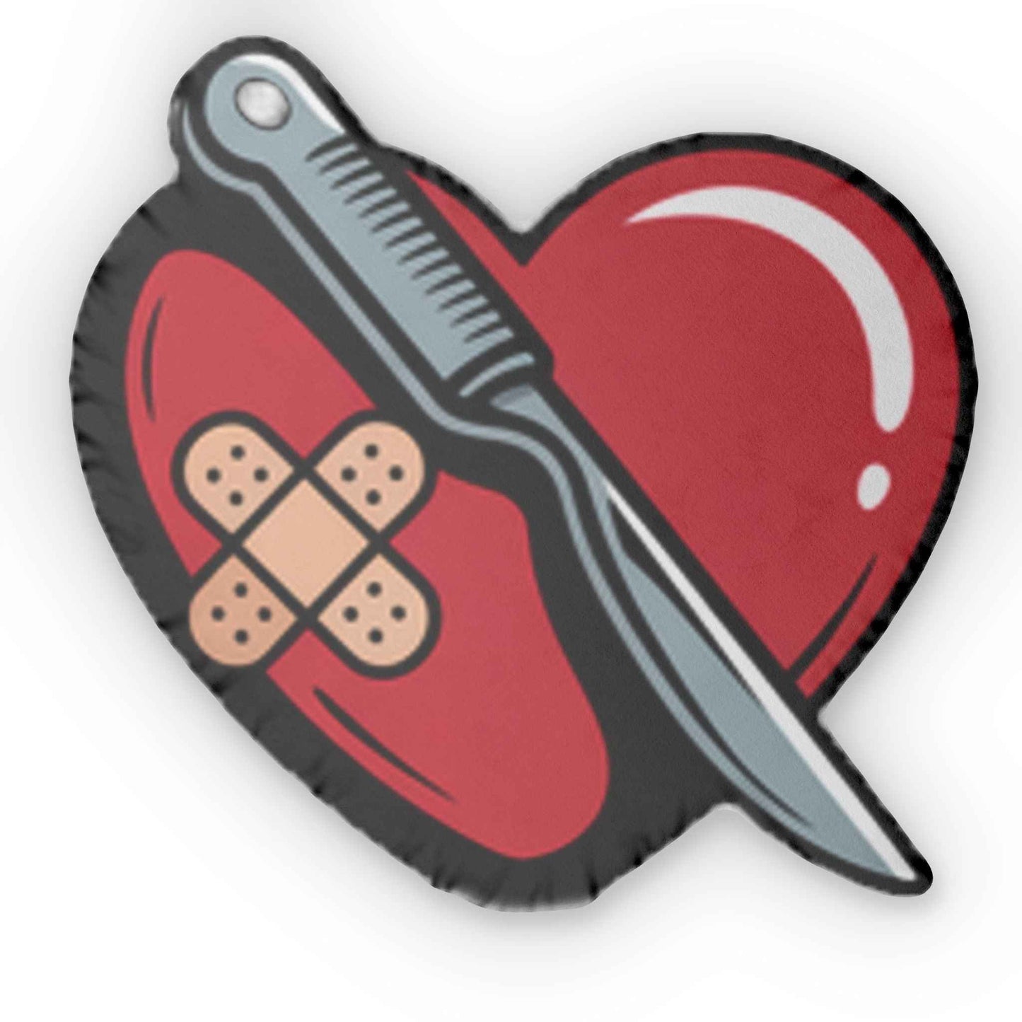 Heart with Knife Custom Pillow — Punk Love Accent Pillow with Bandage Graphic