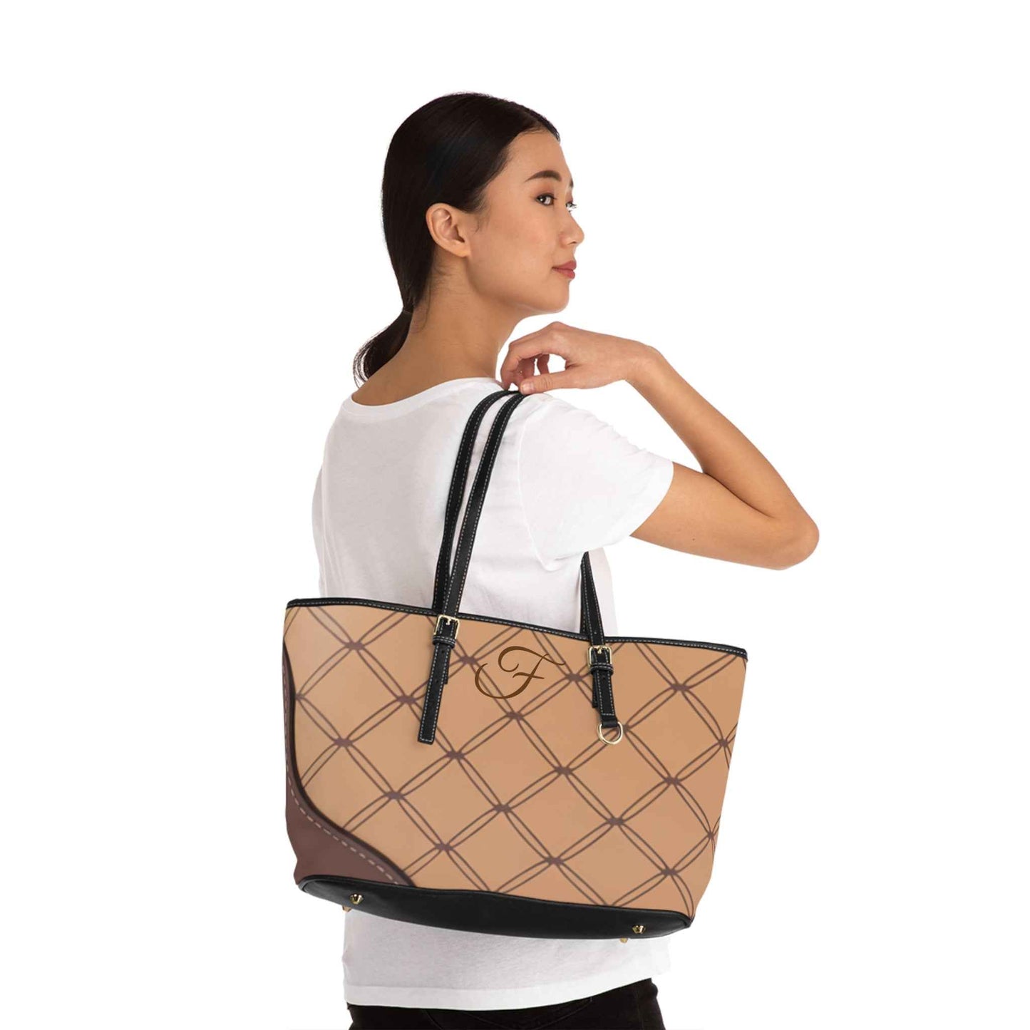 Quilted Monogram PU Leather Shoulder Bag