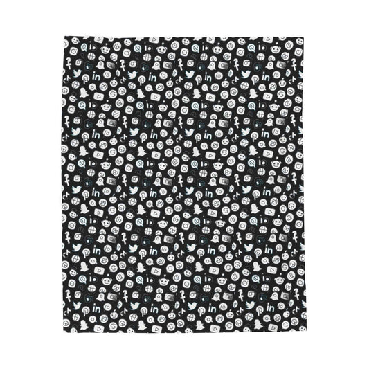 Doodle Hearts Pattern Velveteen Blanket | Cute Minimal Line Art Throw