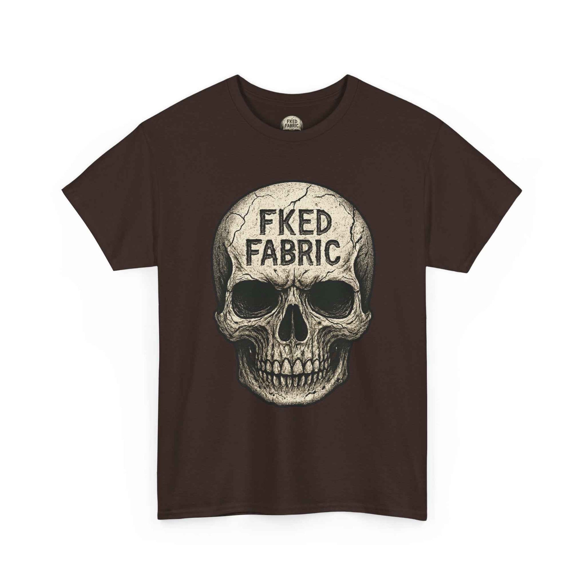 Skull "FKED FABRIC" Graphic Tee - Edgy Punk Skull Shirt
