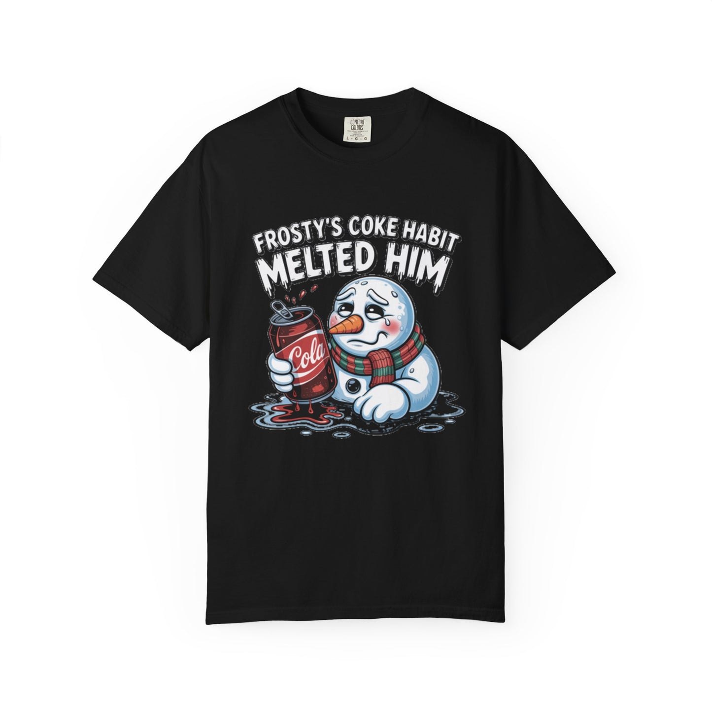 Snowman coke habit T-Shirt — “Frosty’s Coke Habit Melted Him” Graphic Tee