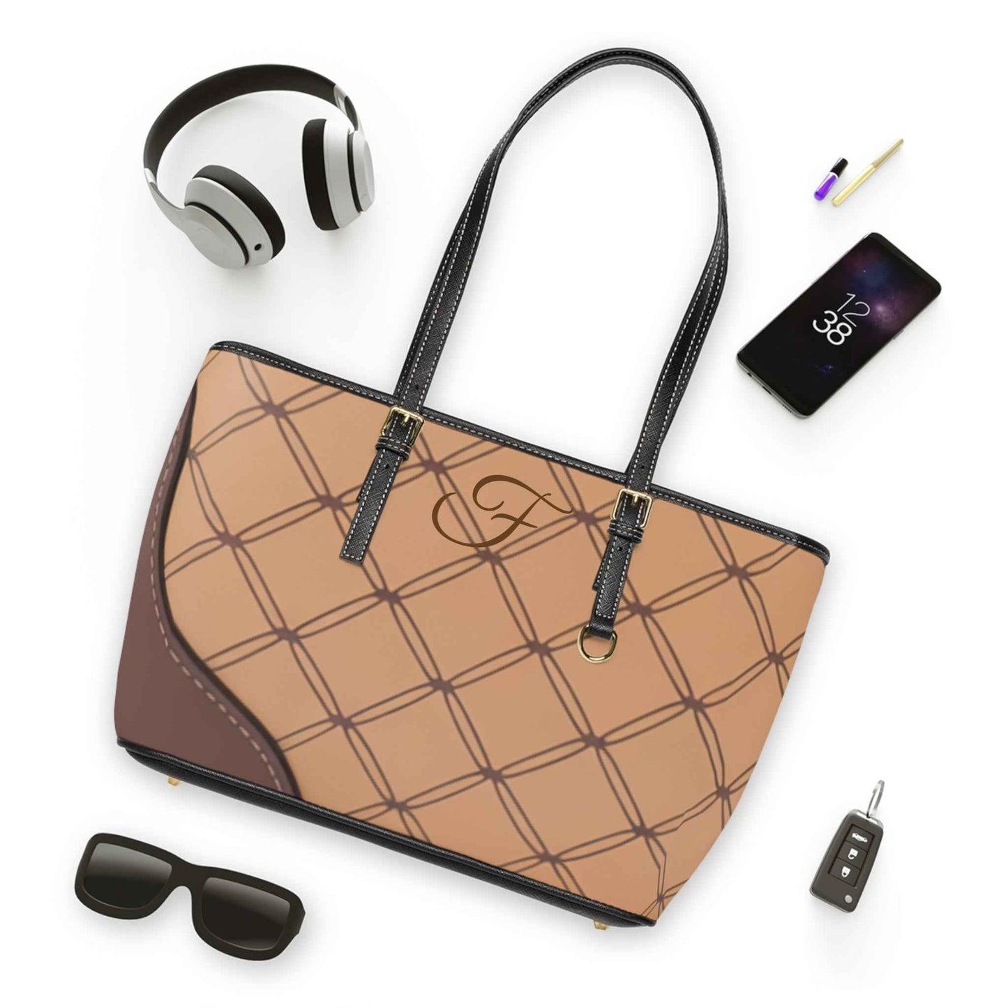 Quilted Monogram PU Leather Shoulder Bag