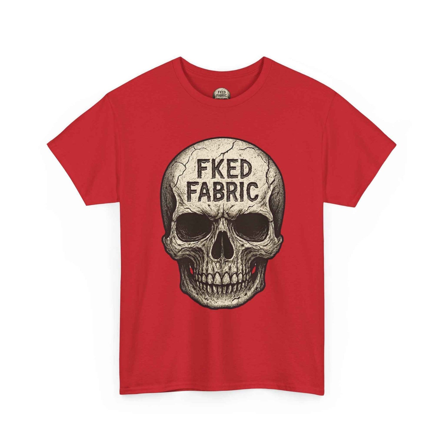 Skull "FKED FABRIC" Graphic Tee - Edgy Punk Skull Shirt