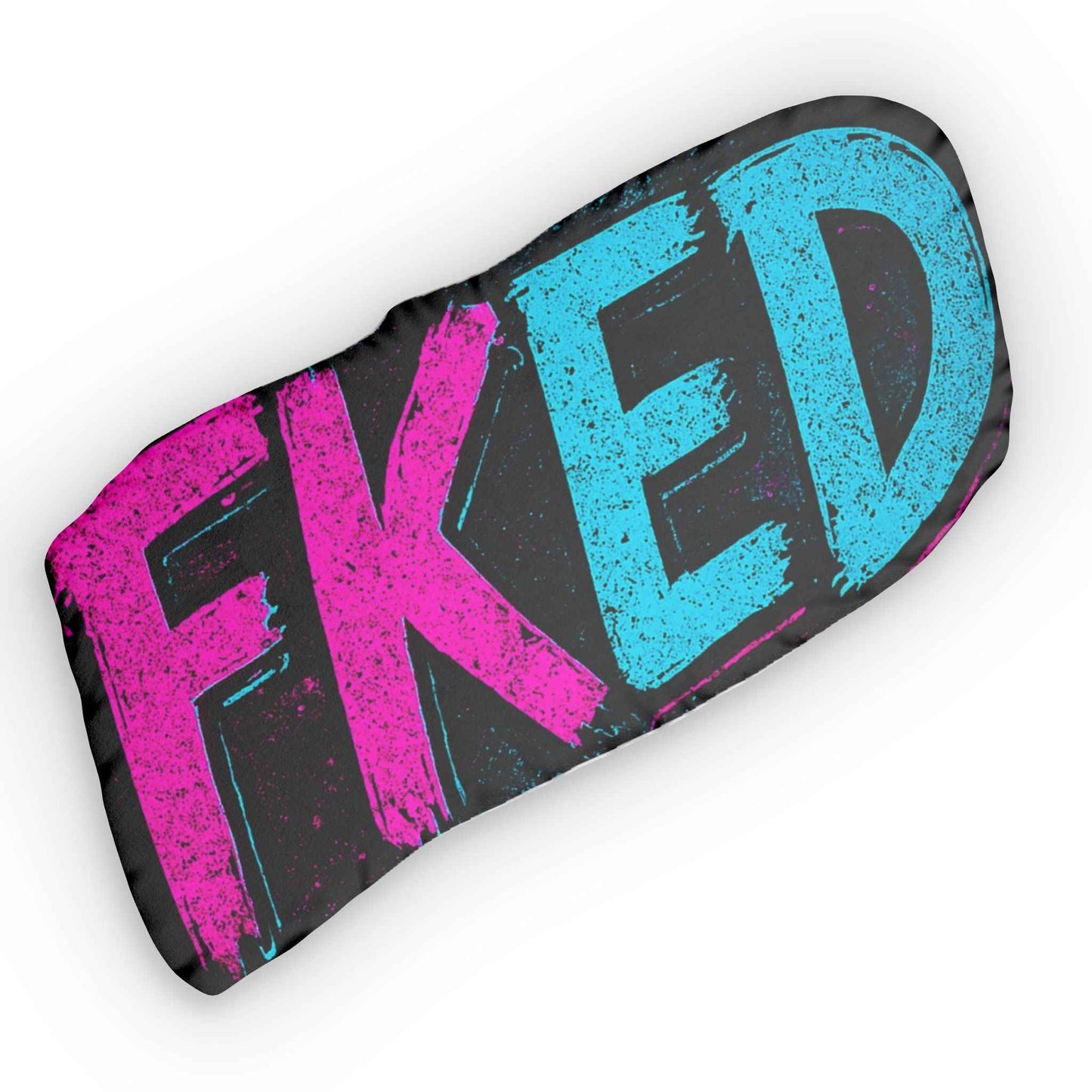 Custom Shaped Pillow — Bold Graffiti "EXED" Pink & Cyan Decorative Cushion