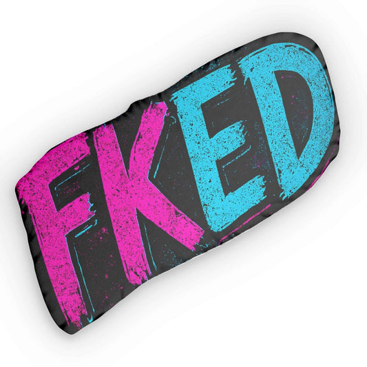 Custom Shaped Pillow — Bold Graffiti "EXED" Pink & Cyan Decorative Cushion