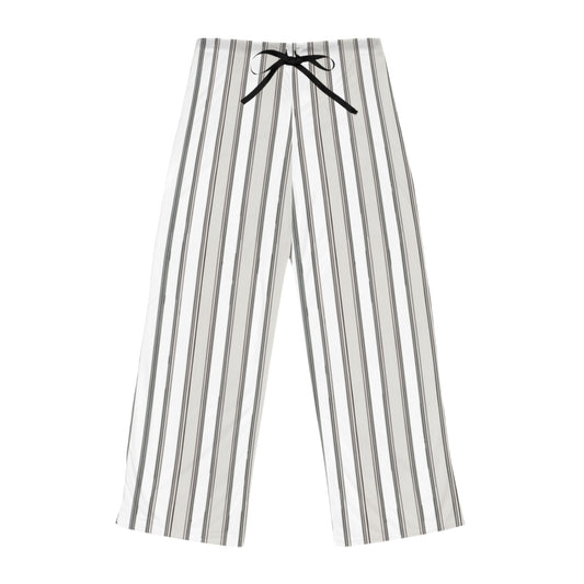 Striped Women’s Pajama Pants — Classic Neutral Lounge Sleepwear