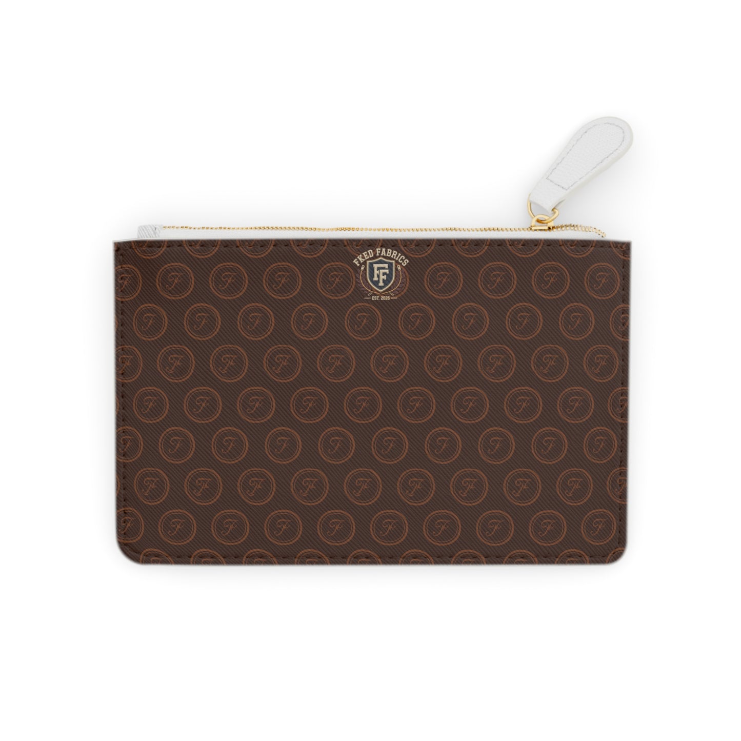 Mini Clutch Bag — Brown Monogram Zip Pouch, Elegant Travel & Everyday Accessory