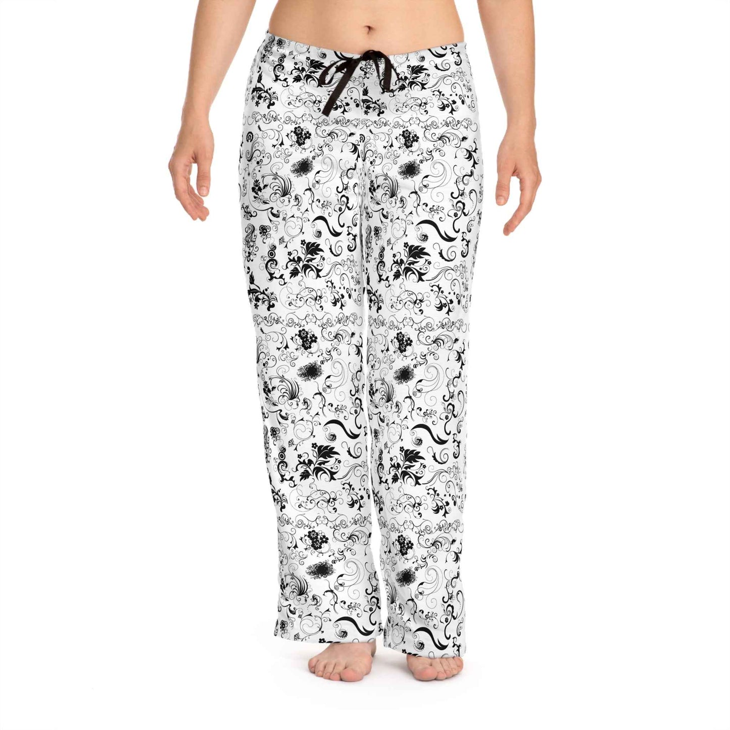Black & White Floral Pajama Pants — Women's Lounge Sleepwear