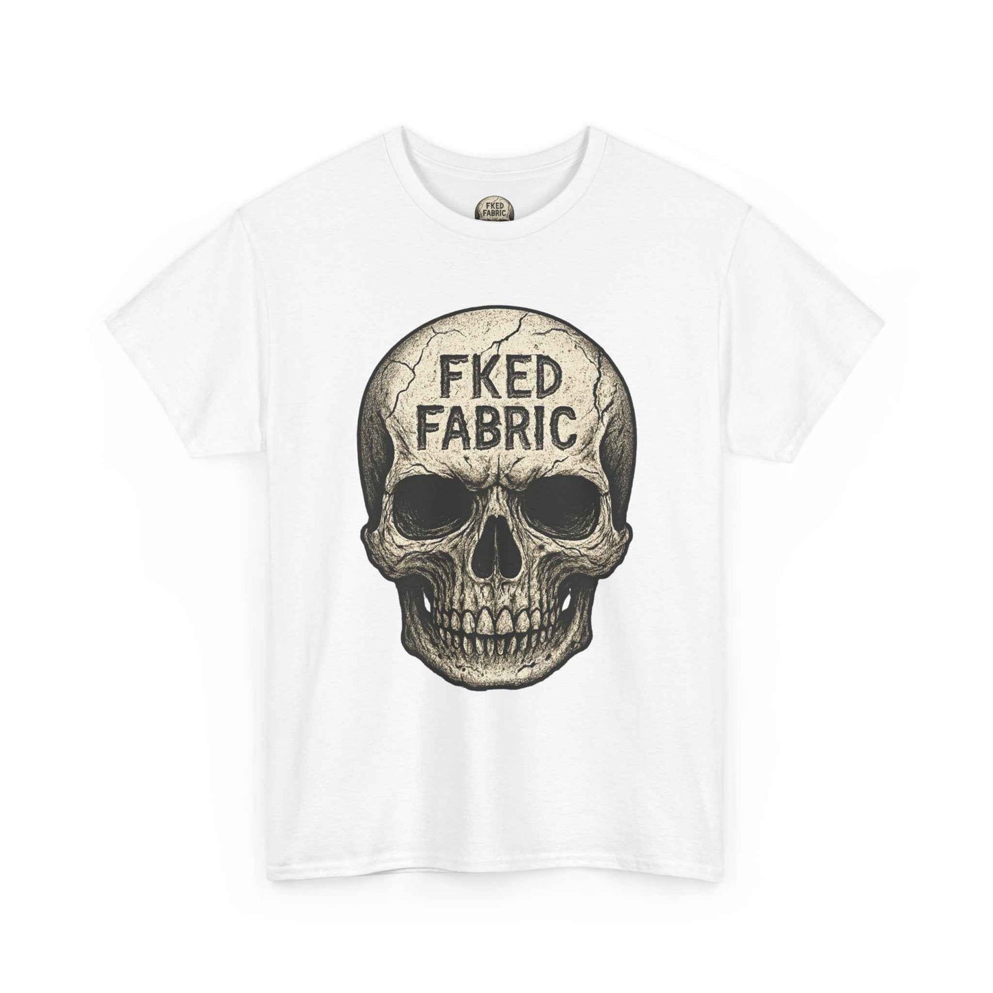 Skull "FKED FABRIC" Graphic Tee - Edgy Punk Skull Shirt
