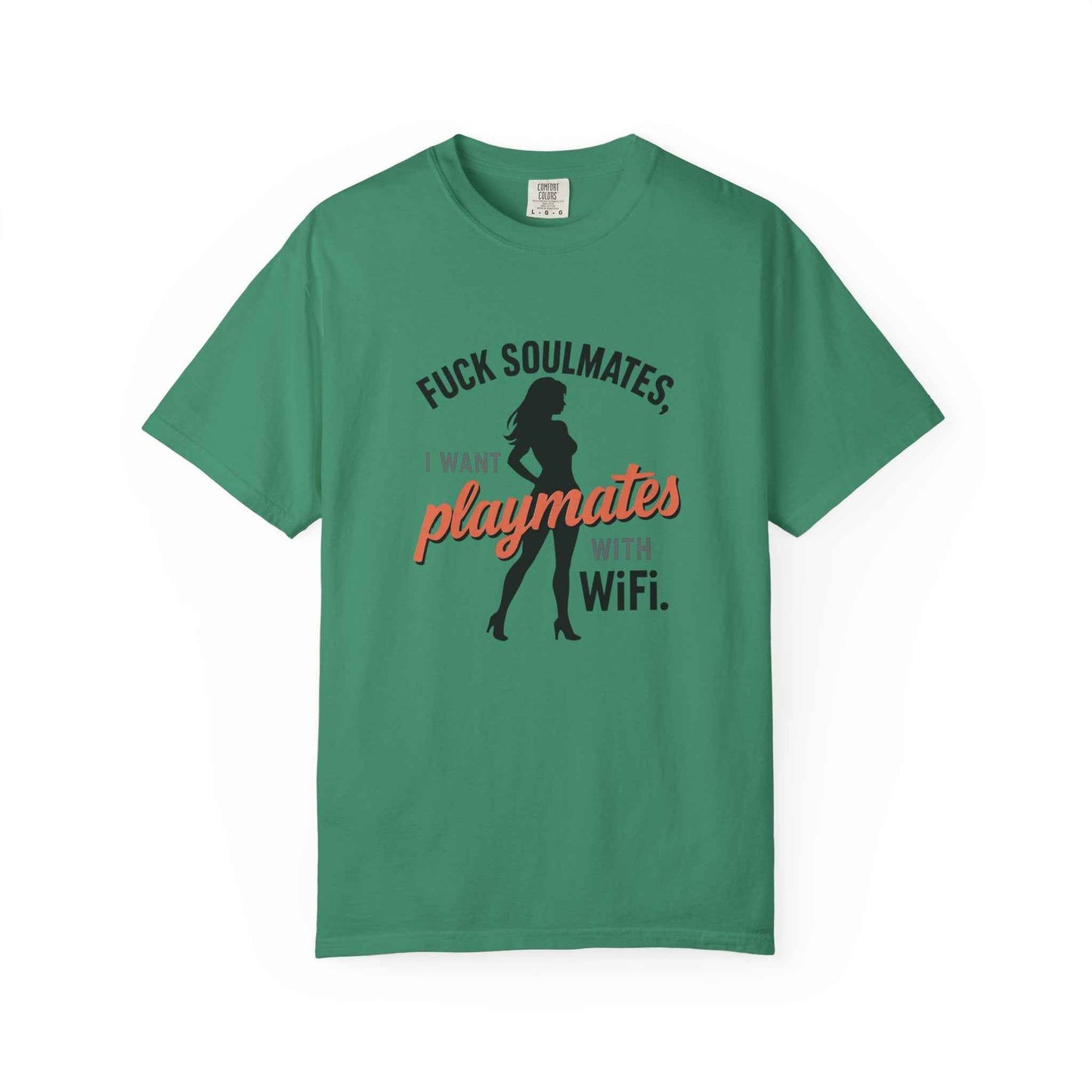 Playmates With WiFi T-Shirt — Funny Graphic Tee with 'Fuck Soulmates, I Want Playmates With WiFi'