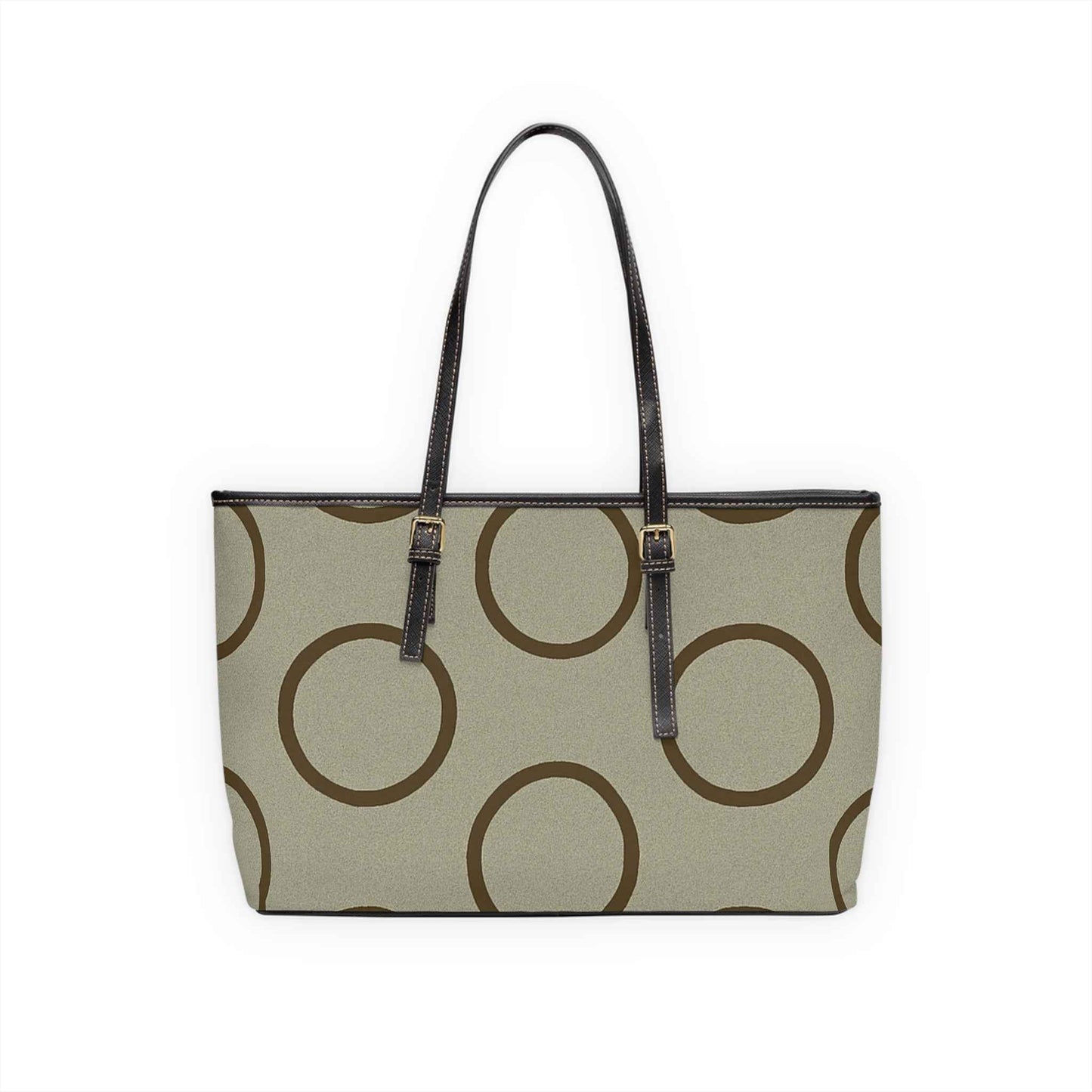 Brown Circle Pattern PU Leather Shoulder Bag — Stylish Everyday Tote