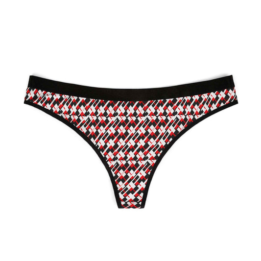 Women’s Geometric Red & Black Thong — Seamless Printed Lingerie