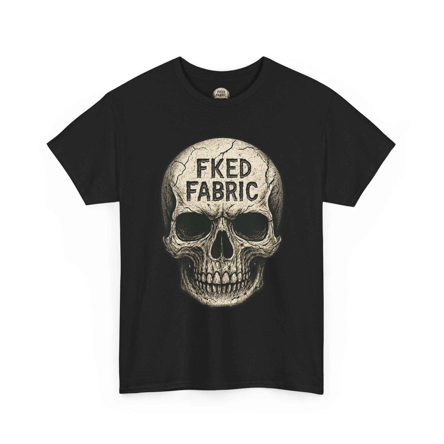Skull "FKED FABRIC" Graphic Tee - Edgy Punk Skull Shirt