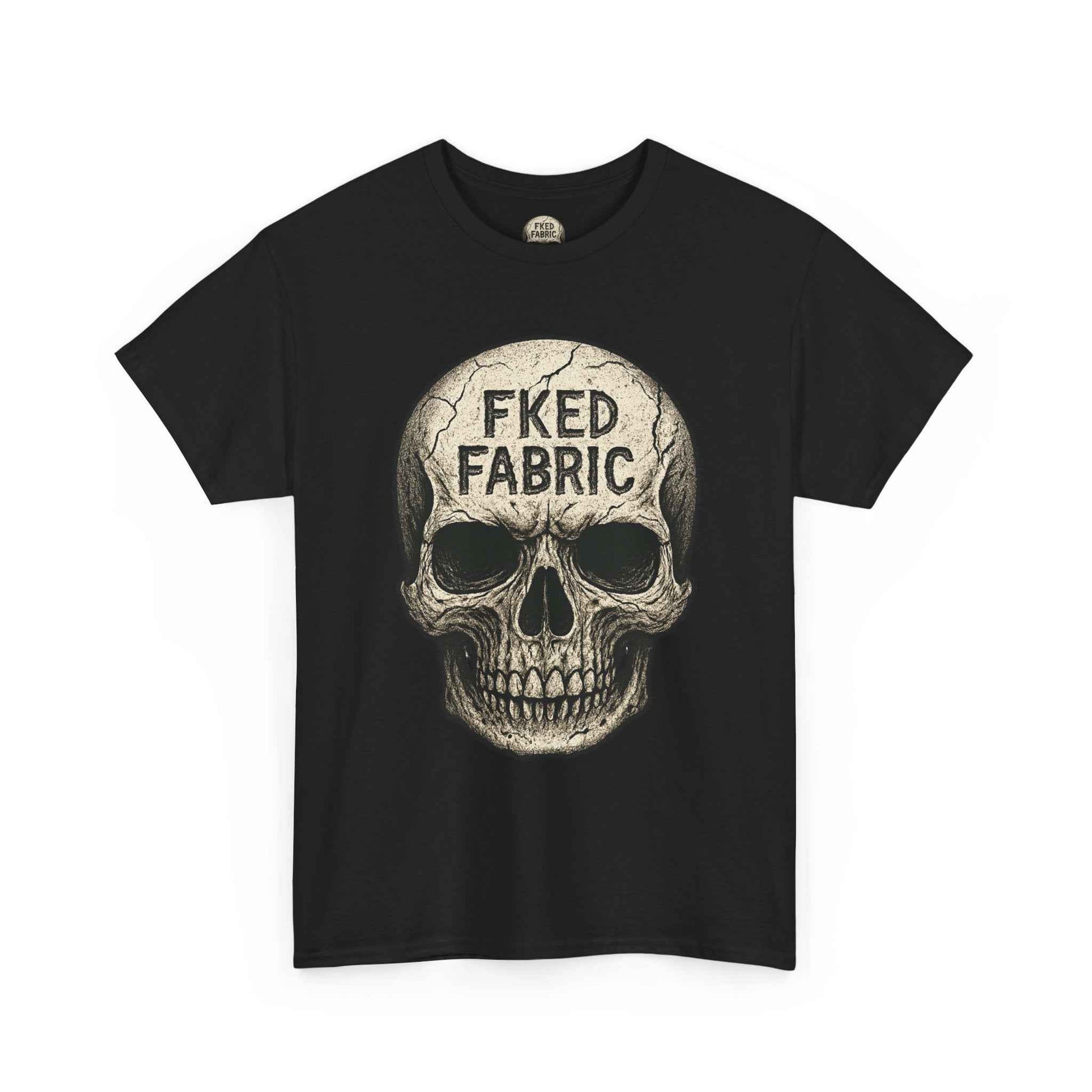 Skull "FKED FABRIC" Graphic Tee - Edgy Punk Skull Shirt