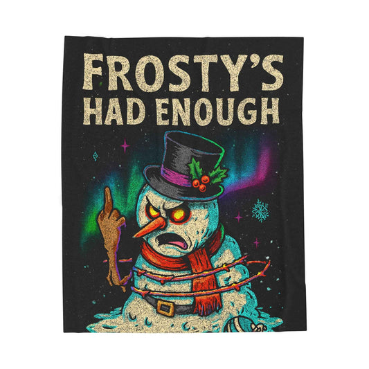 Velveteen Plush Blanket — "Frostys Had It" Cozy Holiday Throw