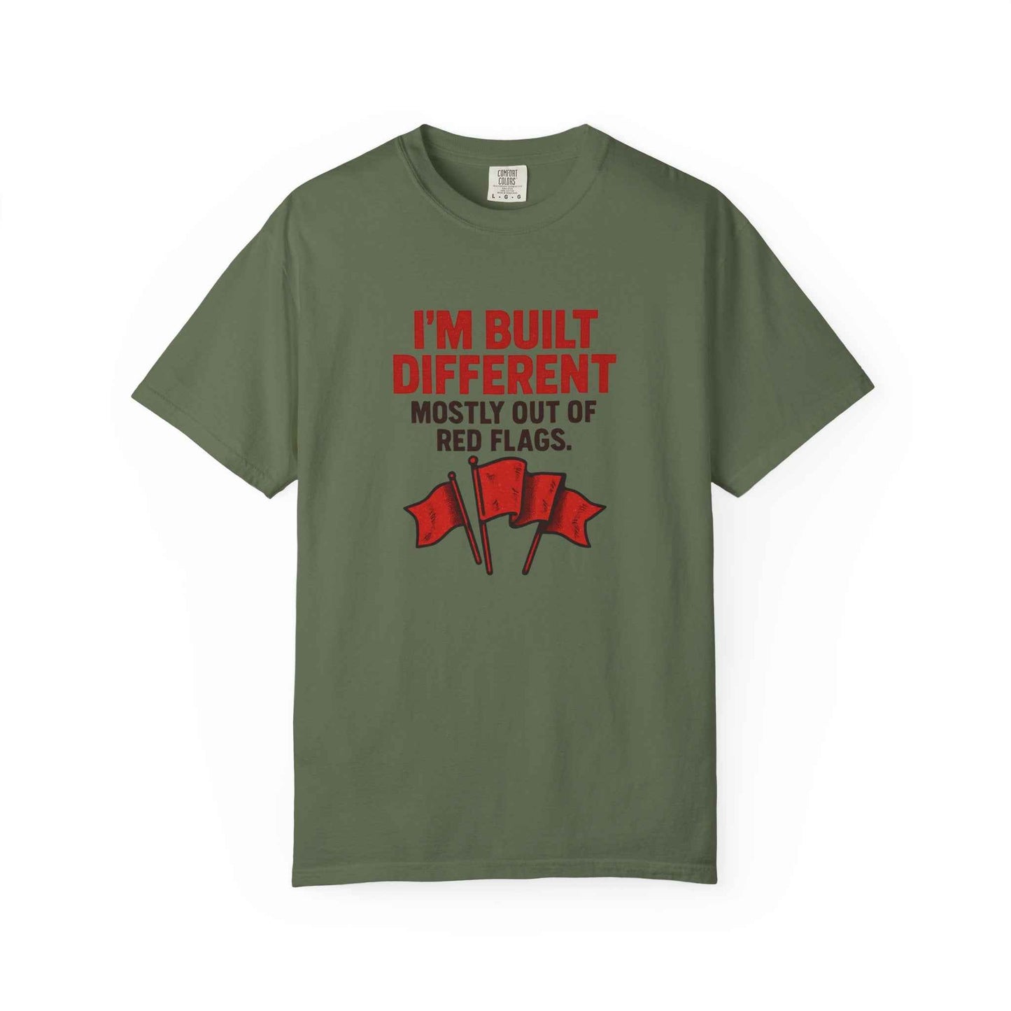 T-Shirt — "I'm Built Different Mostly Out of Red Flags" Funny Graphic Tee