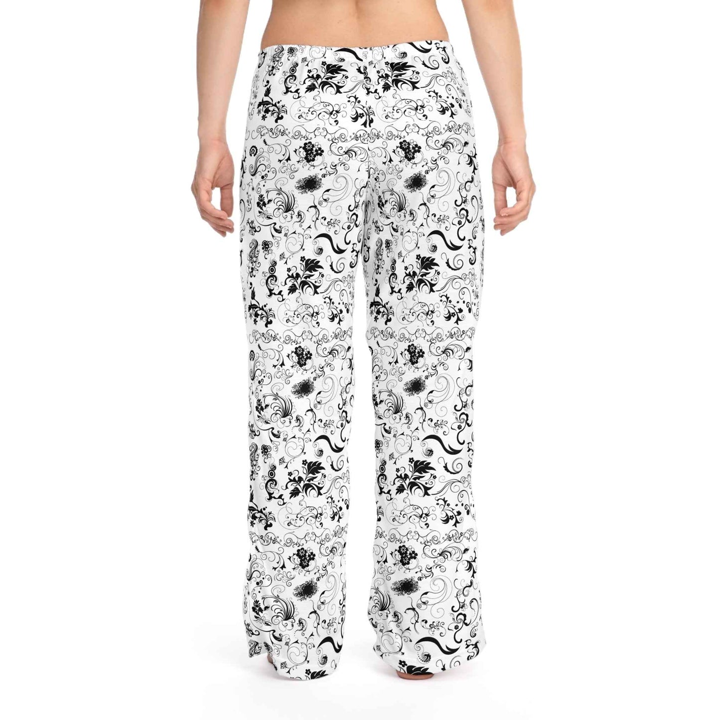 Black & White Floral Pajama Pants — Women's Lounge Sleepwear