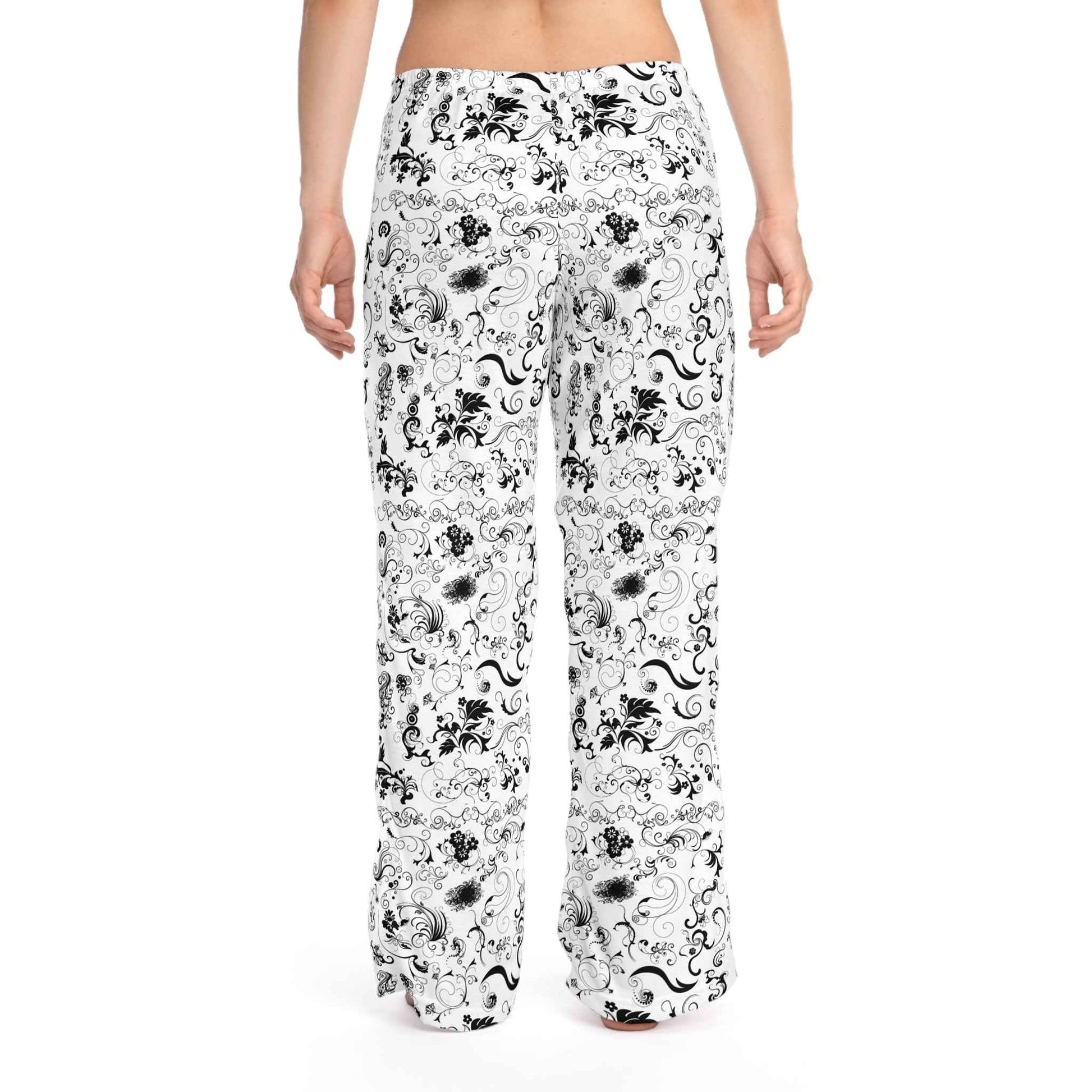 Black & White Floral Pajama Pants — Women's Lounge Sleepwear
