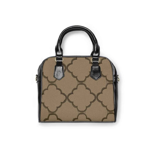 Taupe Moroccan Tile Shoulder Handbag — Chic Geometric Pattern Purse