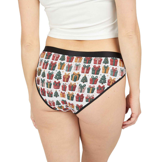 Christmas Gift Pattern Women's Briefs — Festive Holiday Present & Tree Print