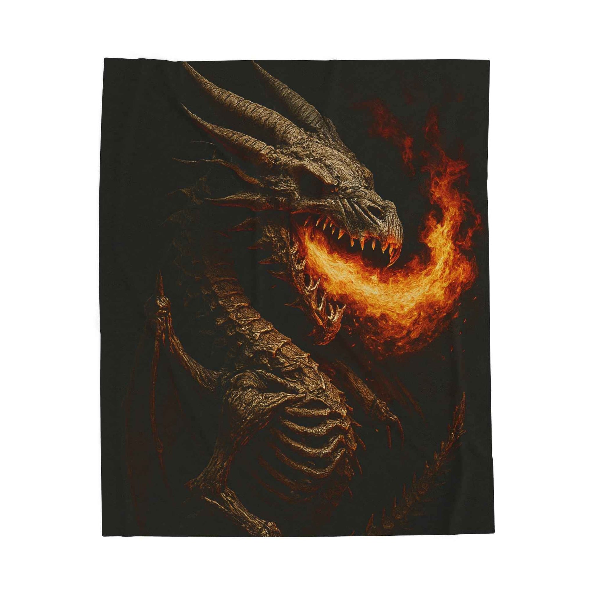 Fire-Breathing Dragon Velveteen Plush Blanket – Fantasy Dragon Throw for Fans