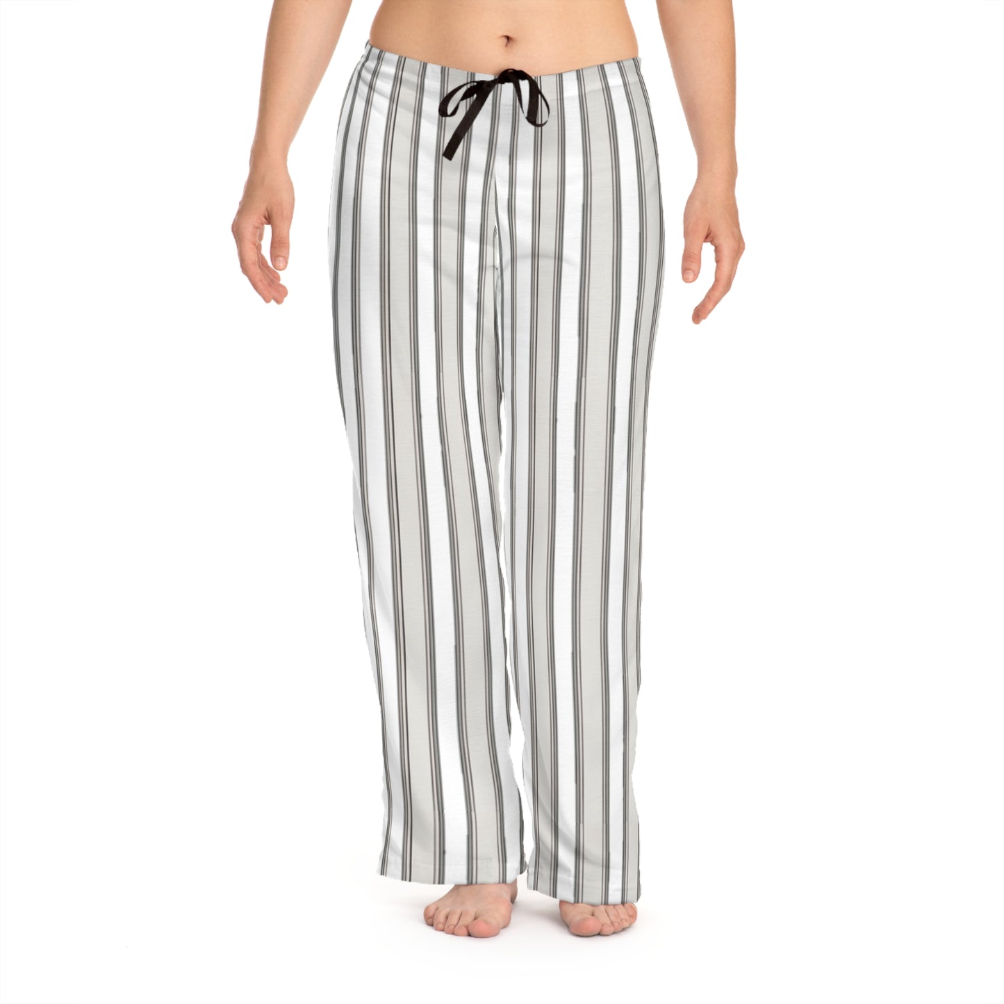 Striped Women’s Pajama Pants — Classic Neutral Lounge Sleepwear