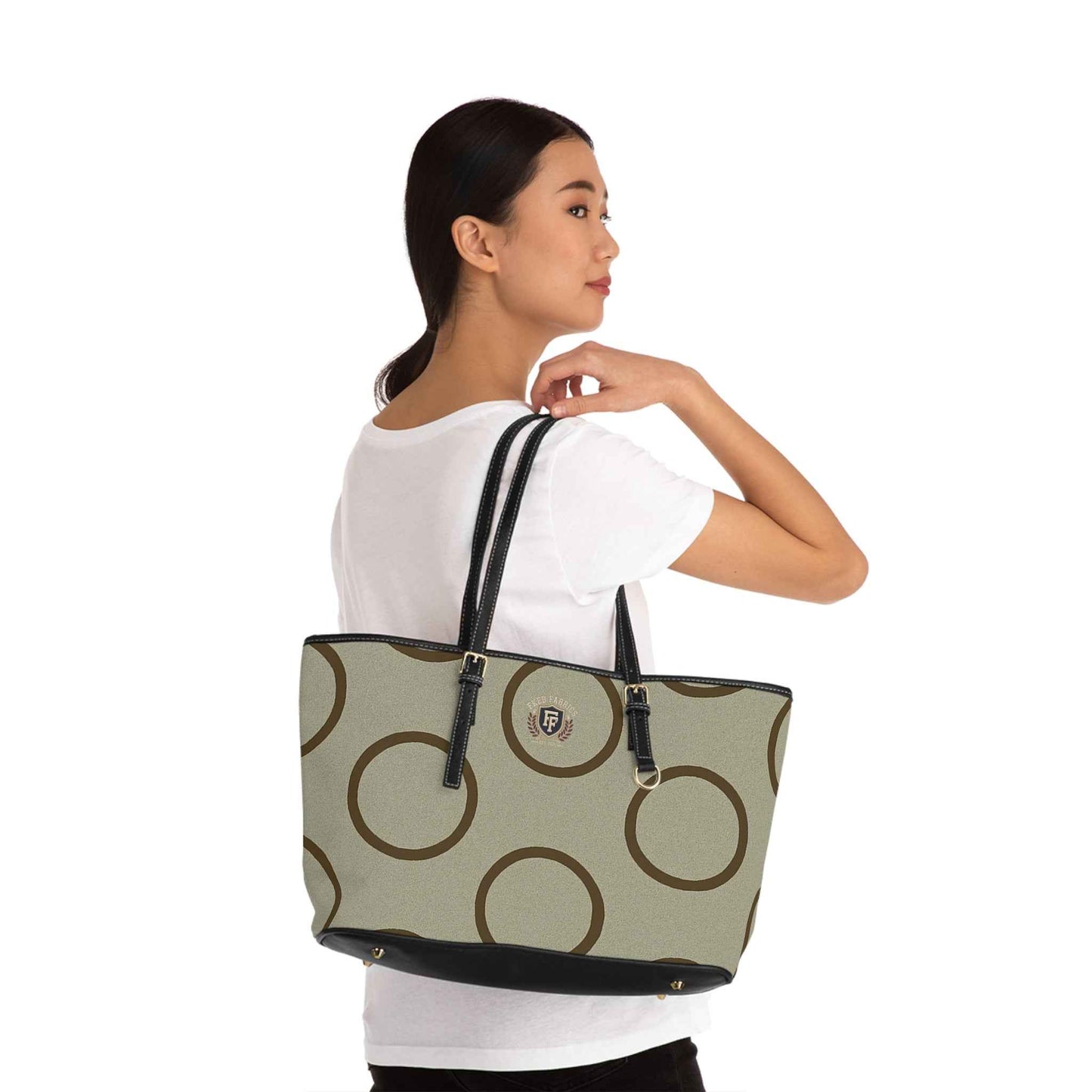 Brown Circle Pattern PU Leather Shoulder Bag — Stylish Everyday Tote