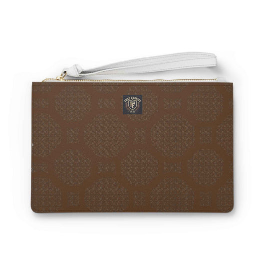 Monogram Brown Patterned Clutch Bag – Initial "F" Wristlet
