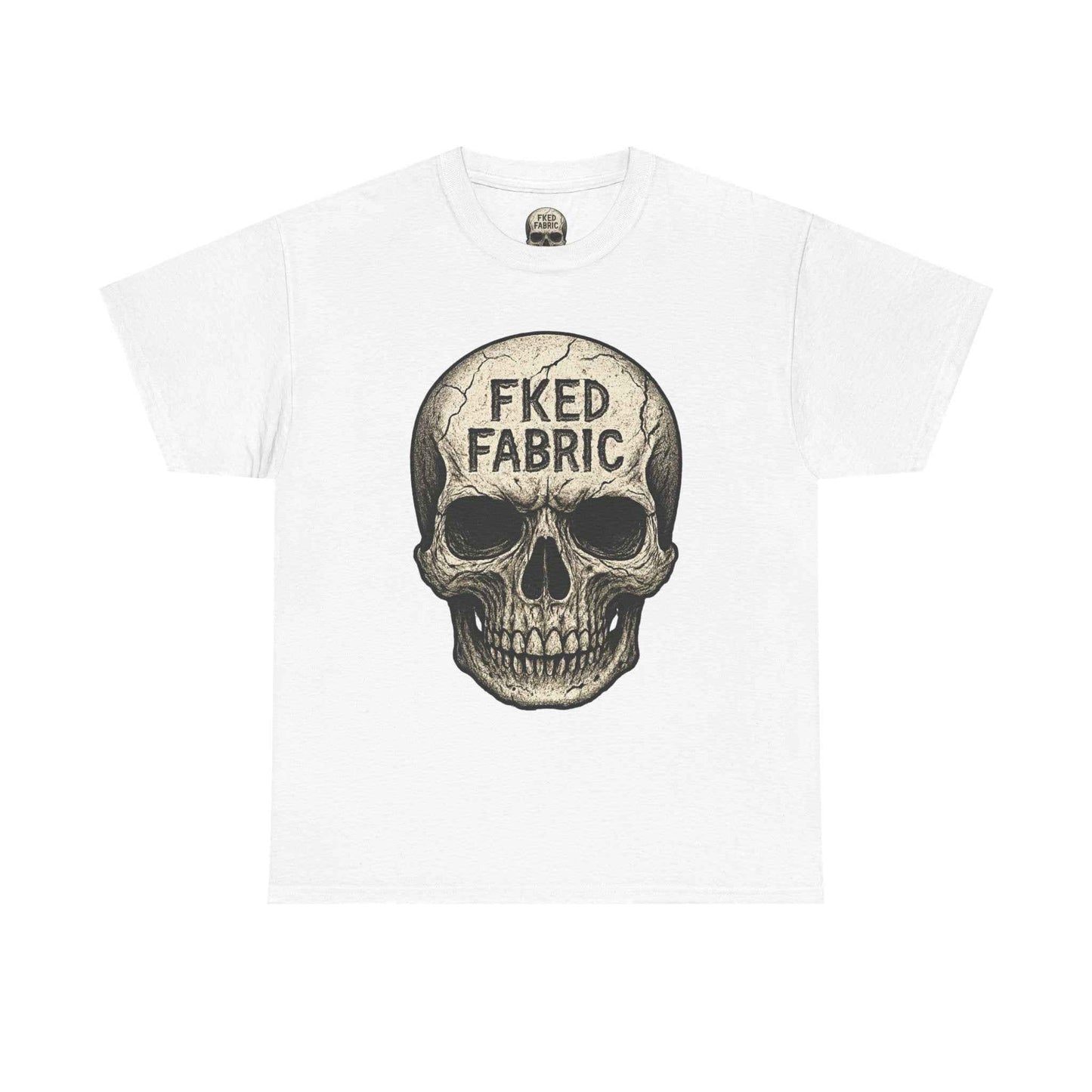Skull "FKED FABRIC" Graphic Tee - Edgy Punk Skull Shirt