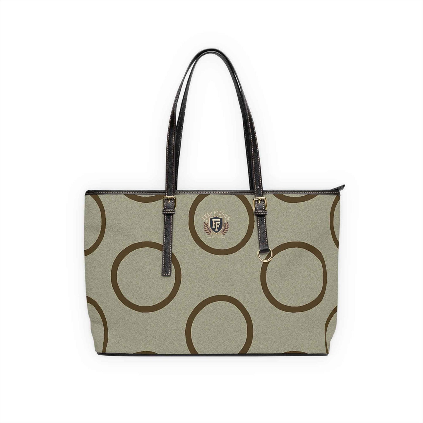 Brown Circle Pattern PU Leather Shoulder Bag — Stylish Everyday Tote