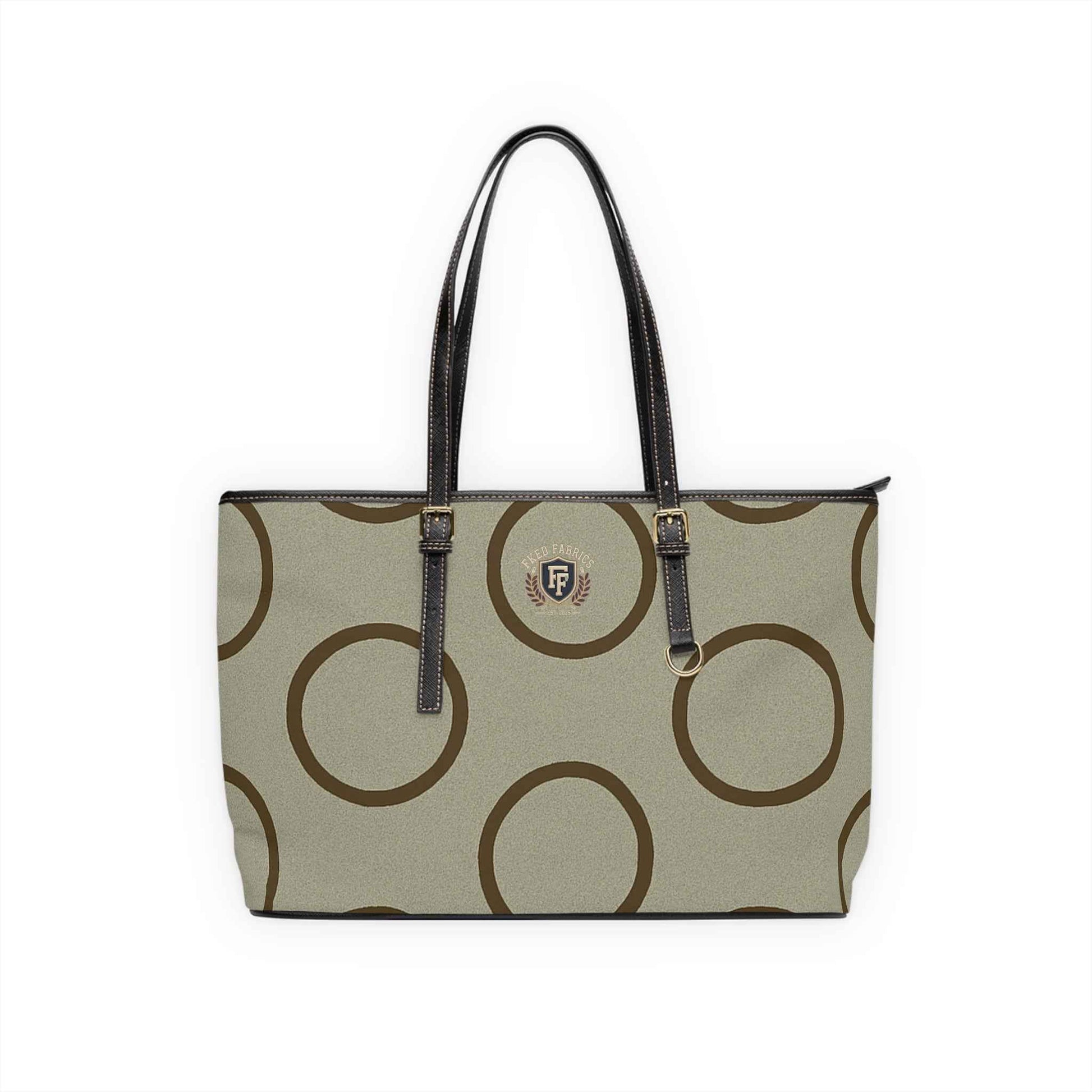 Brown Circle Pattern PU Leather Shoulder Bag — Stylish Everyday Tote