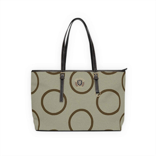 Brown Circle Pattern PU Leather Shoulder Bag — Stylish Everyday Tote
