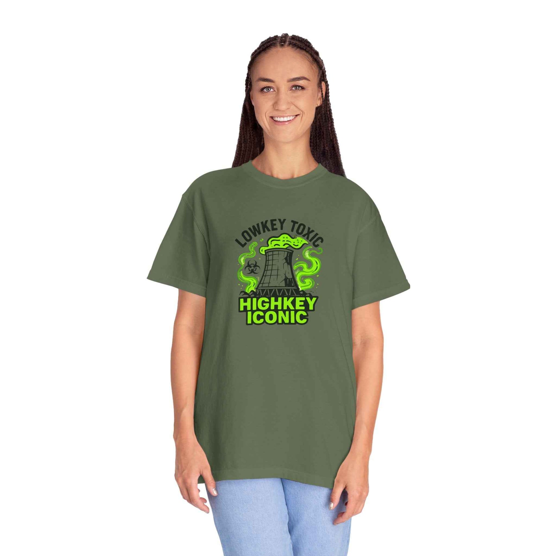 T-Shirt — "Lowkey Toxic, Highkey Iconic" Nuclear Monster Graphic Tee