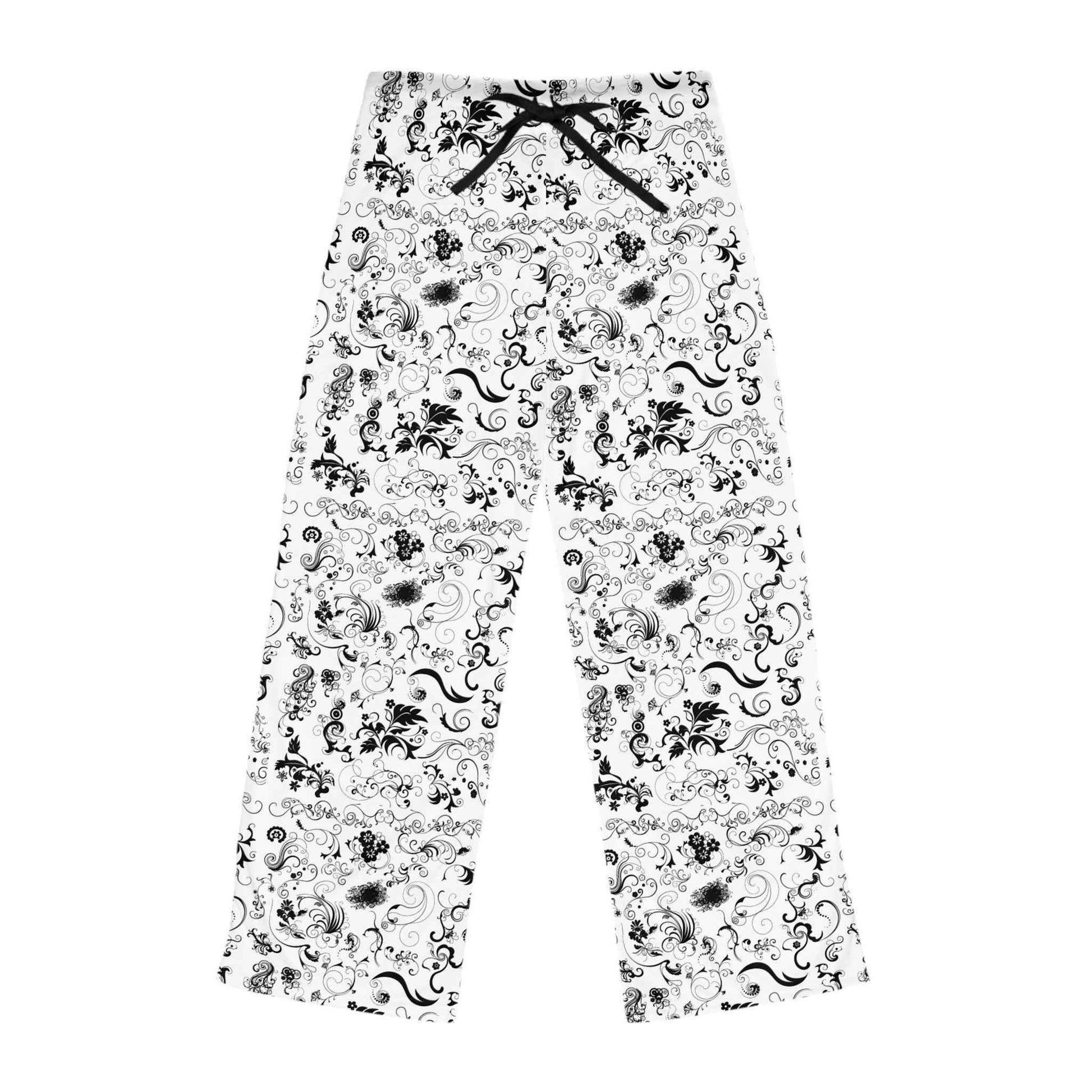 Black & White Floral Pajama Pants — Women's Lounge Sleepwear