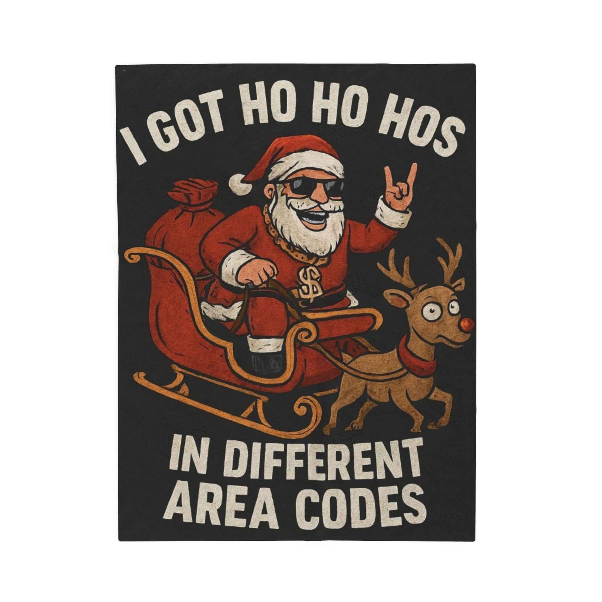 Funny Santa "I Got Ho Ho Hos in Different Area Codes" Velveteen Plush Blanket