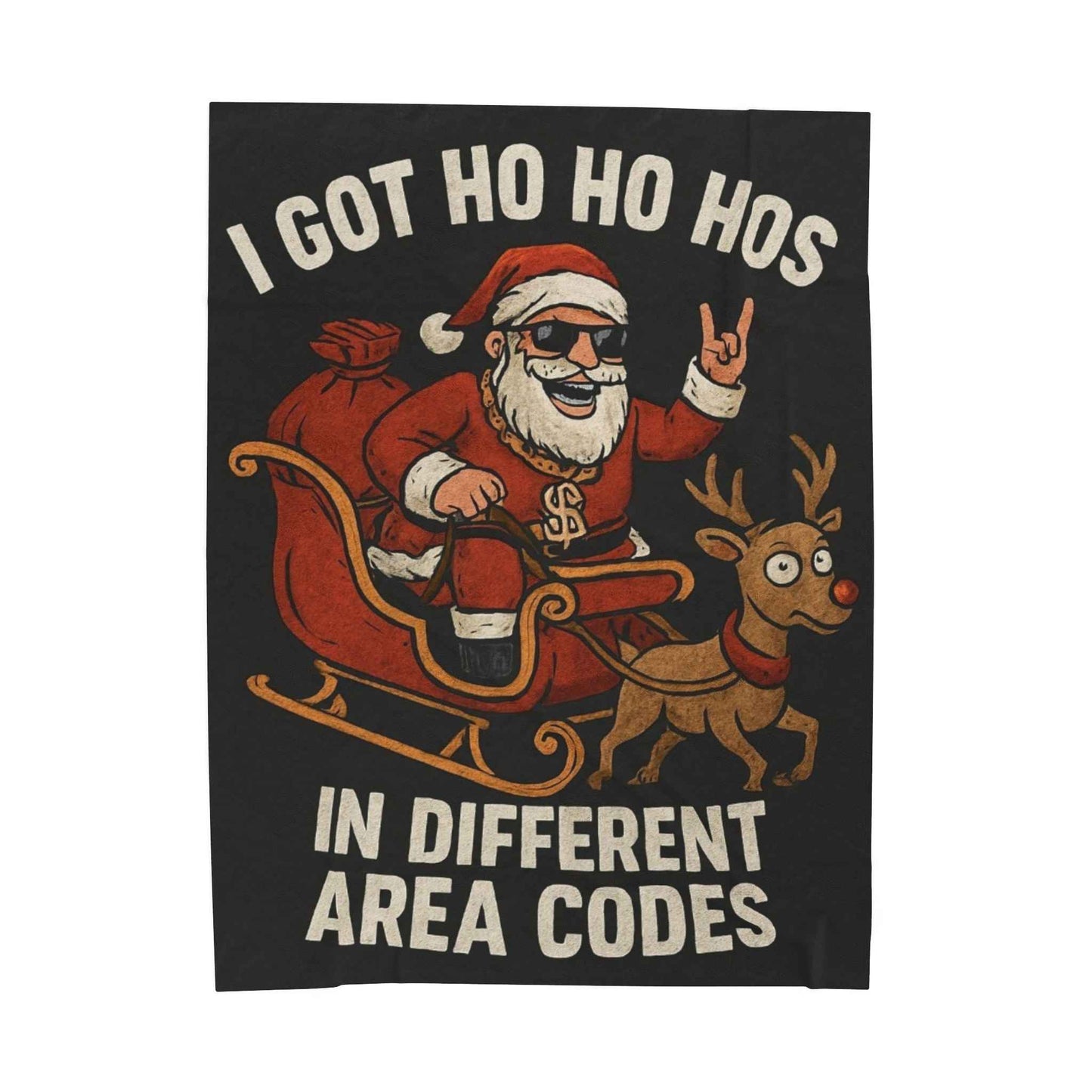 Funny Santa "I Got Ho Ho Hos in Different Area Codes" Velveteen Plush Blanket