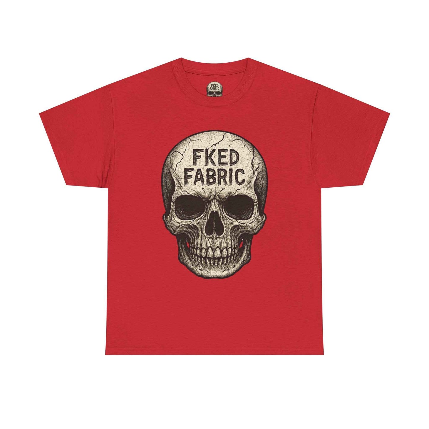 Skull "FKED FABRIC" Graphic Tee - Edgy Punk Skull Shirt