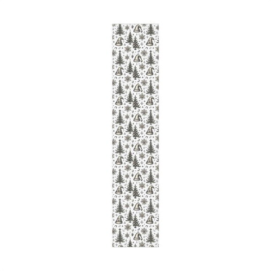 Christmas Tree & Bell Gift Wrap Paper – Vintage Black & White Holiday Wrapping