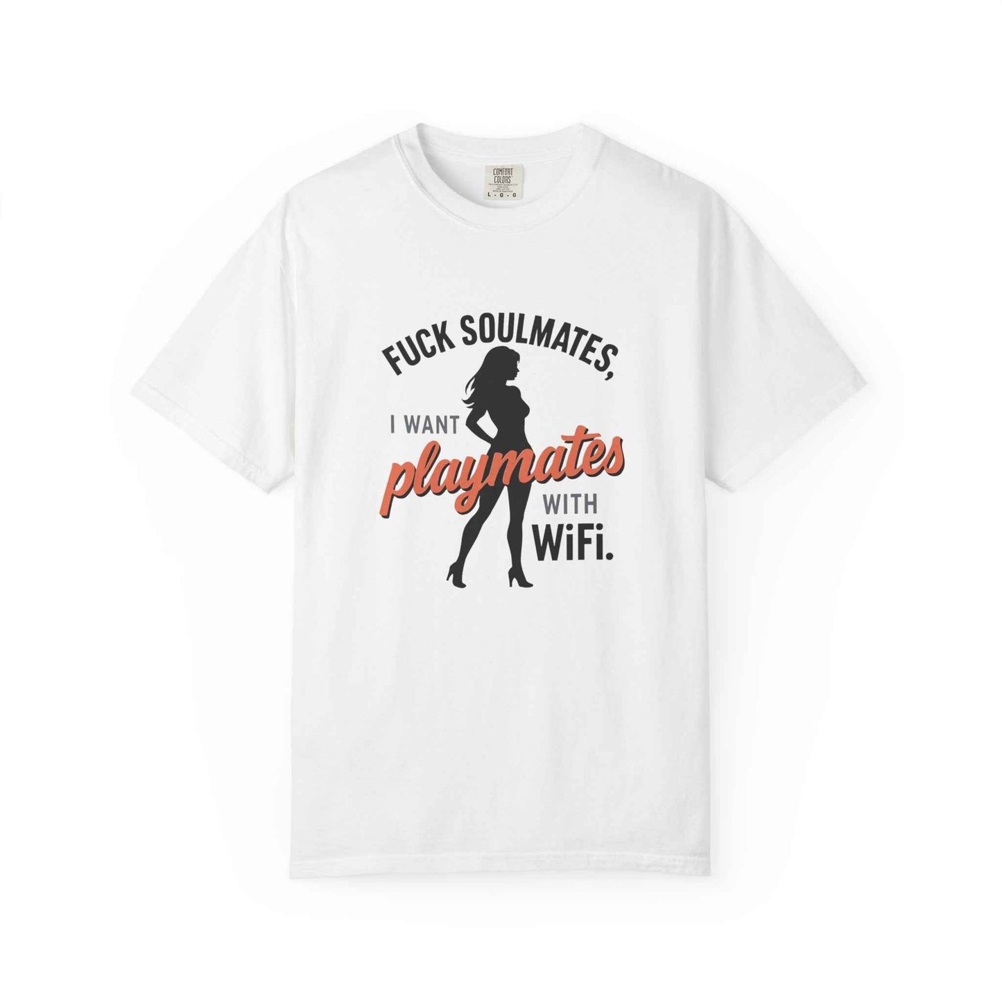 Playmates With WiFi T-Shirt — Funny Graphic Tee with 'Fuck Soulmates, I Want Playmates With WiFi'