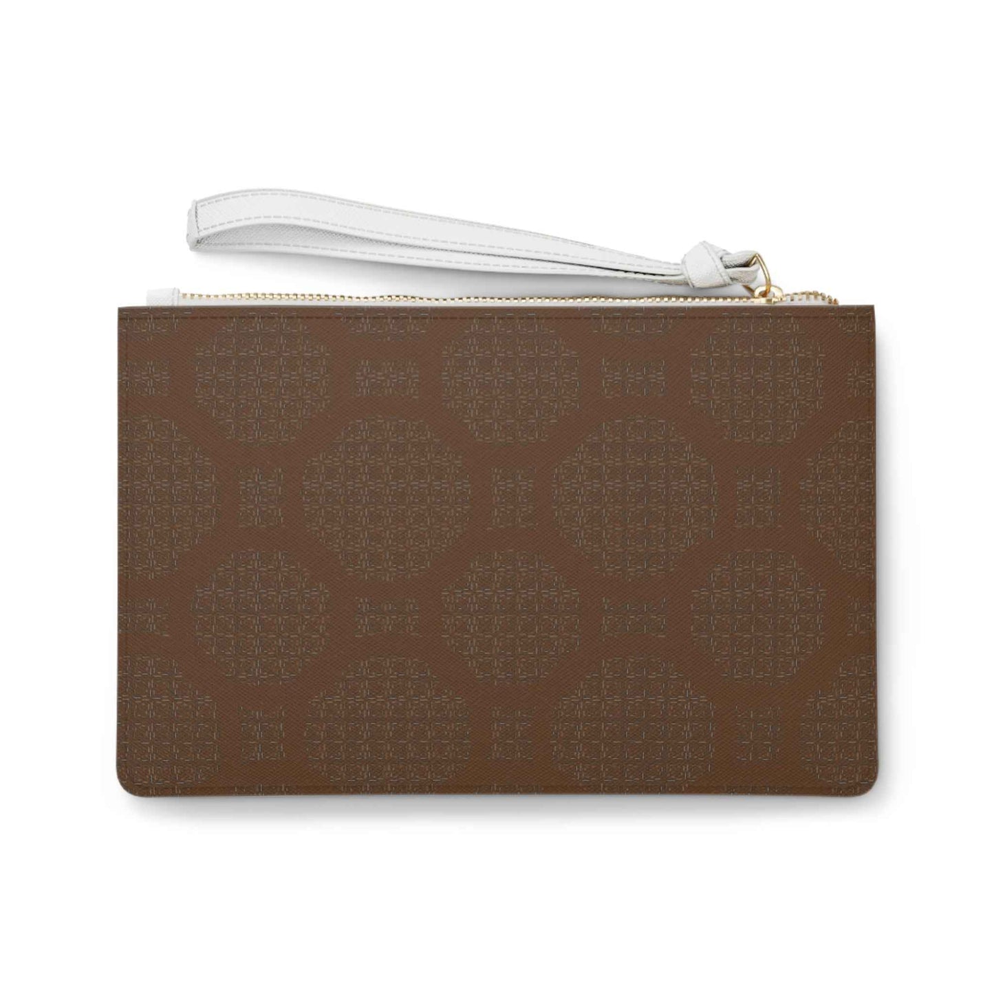 Monogram Brown Patterned Clutch Bag – Initial "F" Wristlet