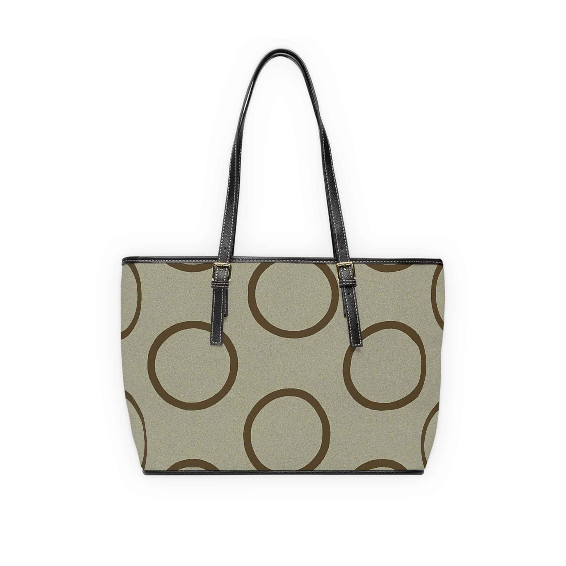 Brown Circle Pattern PU Leather Shoulder Bag — Stylish Everyday Tote