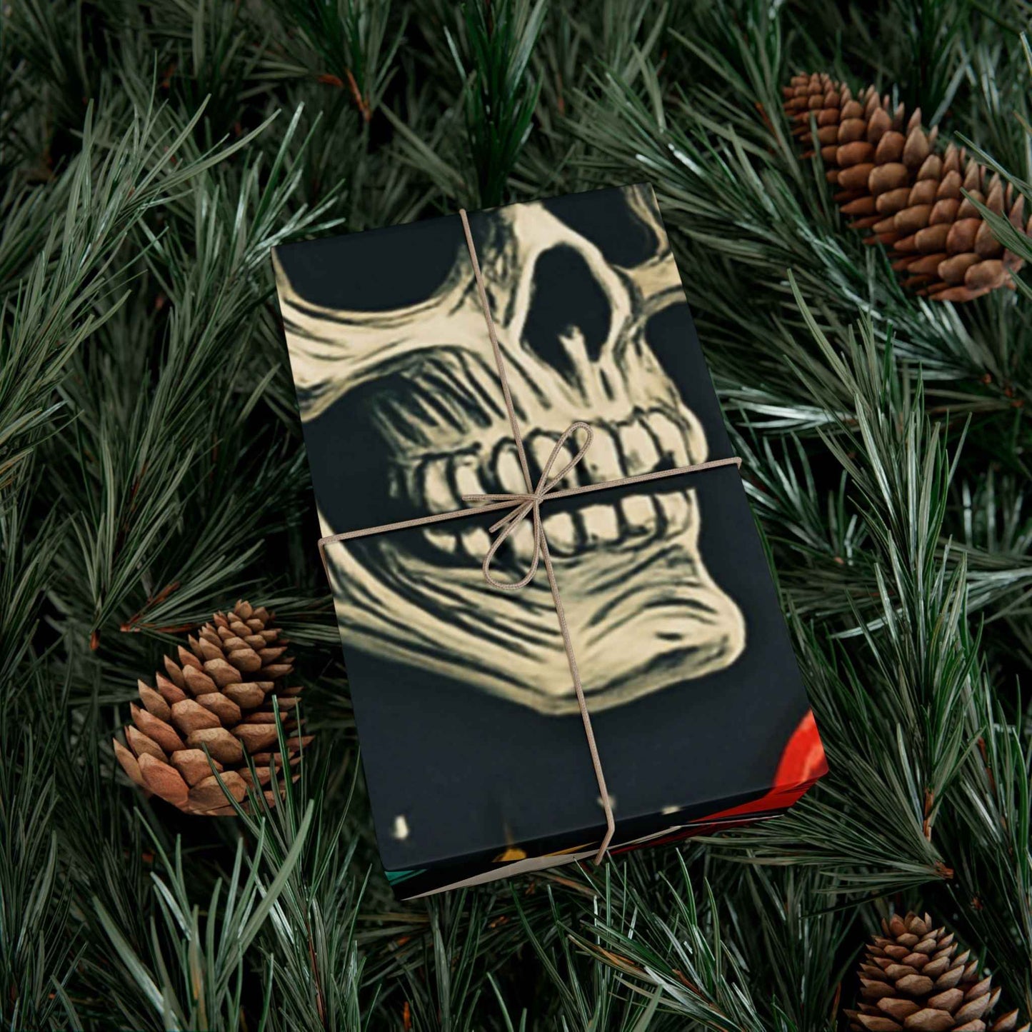 Skulls & Santa Christmas Gift Wrap Paper