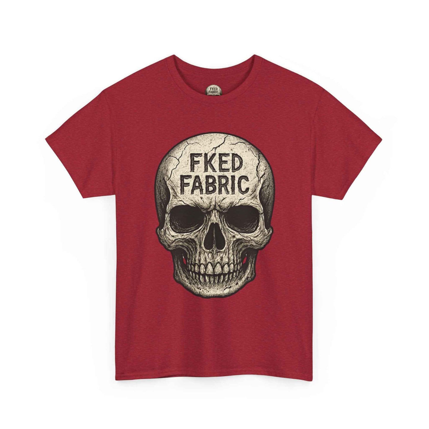 Skull "FKED FABRIC" Graphic Tee - Edgy Punk Skull Shirt