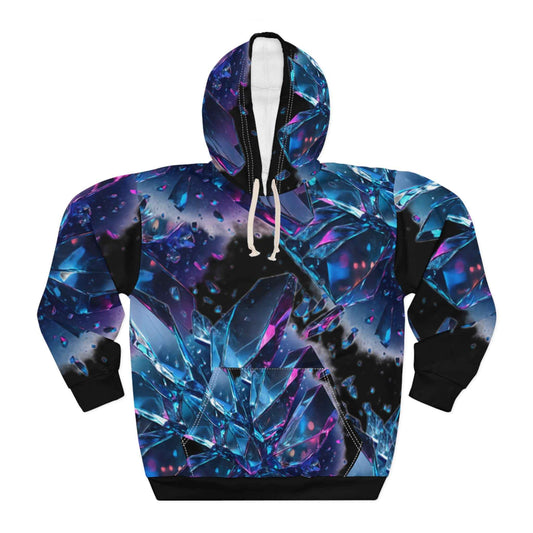 Crystal Galaxy Hoodie - Blue Neon Crystal All-Over Print Pullover