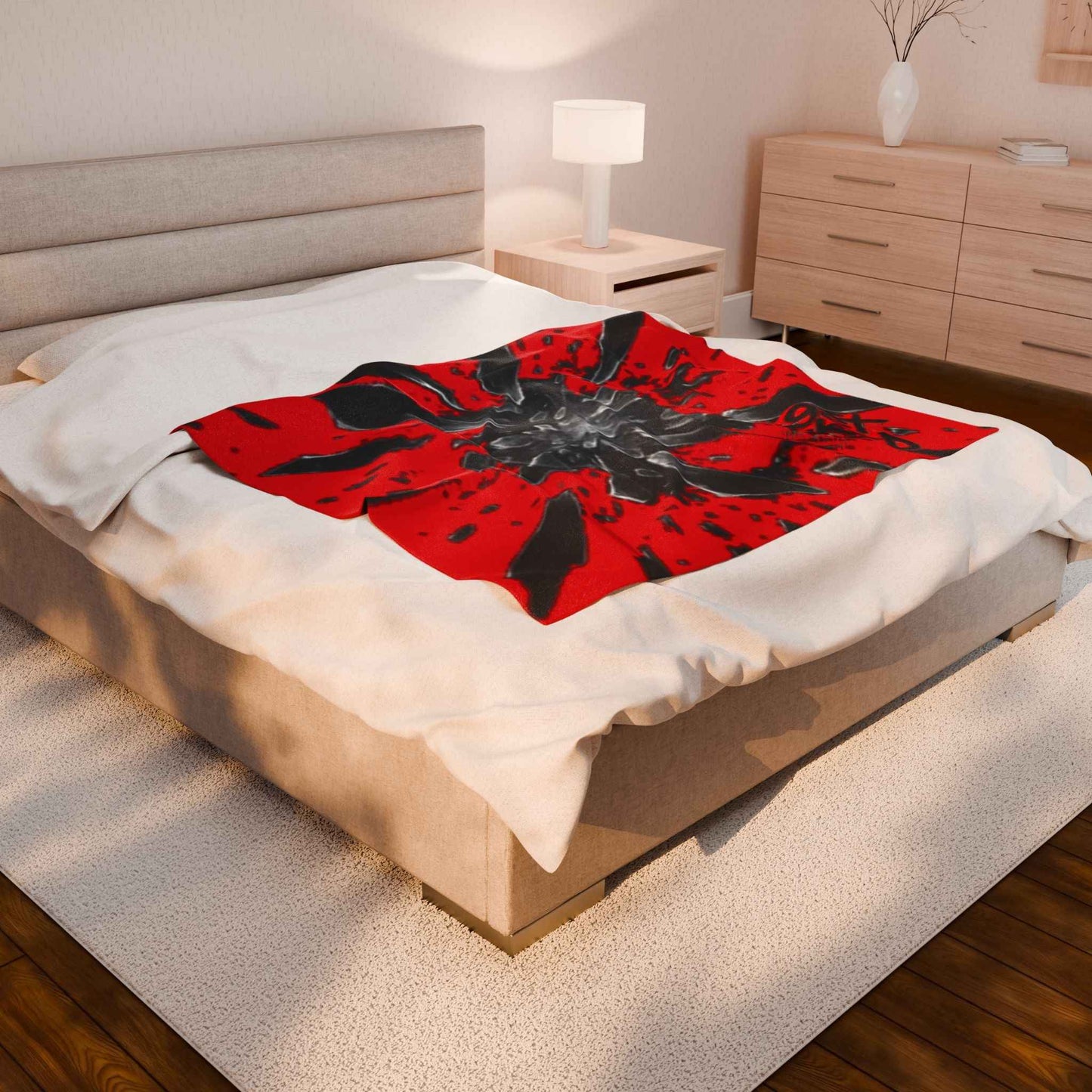 Velveteen Plush Blanket — Red Shattered Glass Design with 'Get F*cked' Graphic