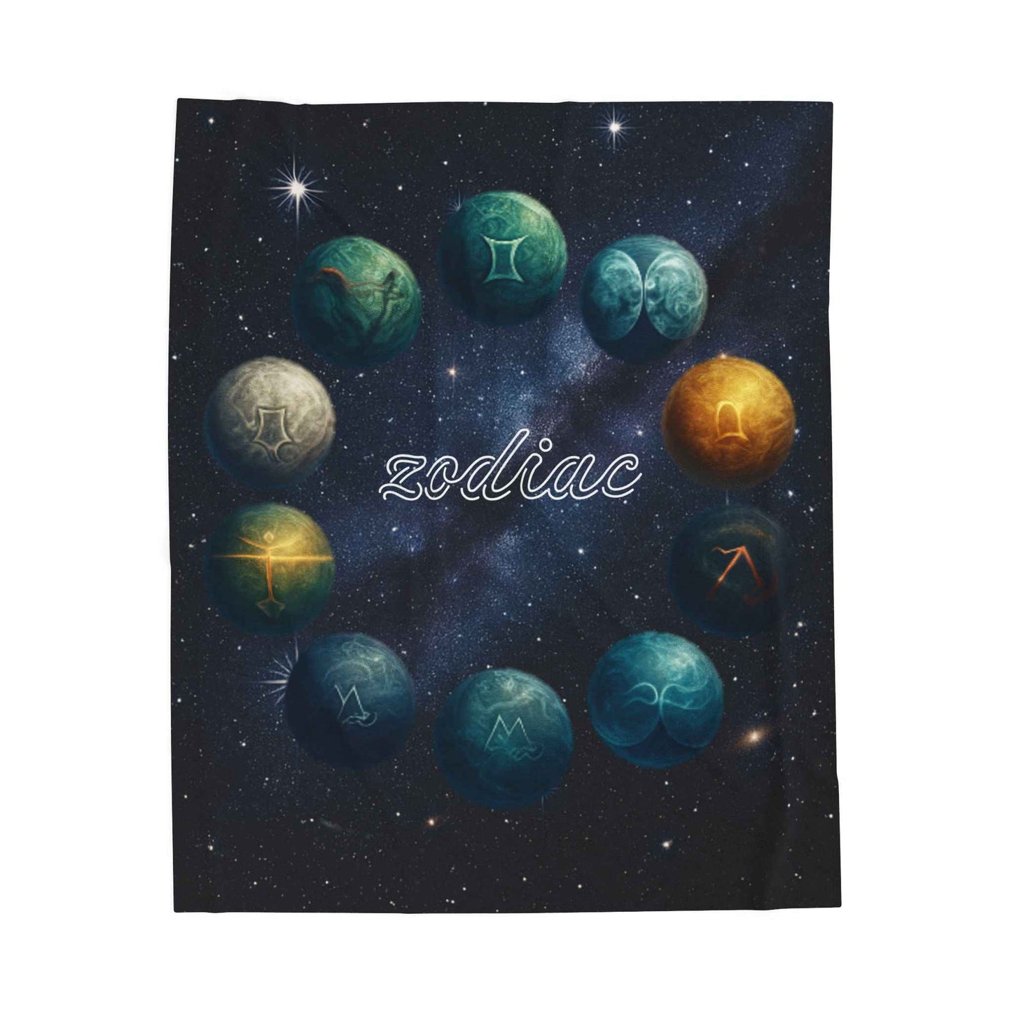 Astrological Planets Velveteen Plush Blanket — Cosmo Star Map Throw