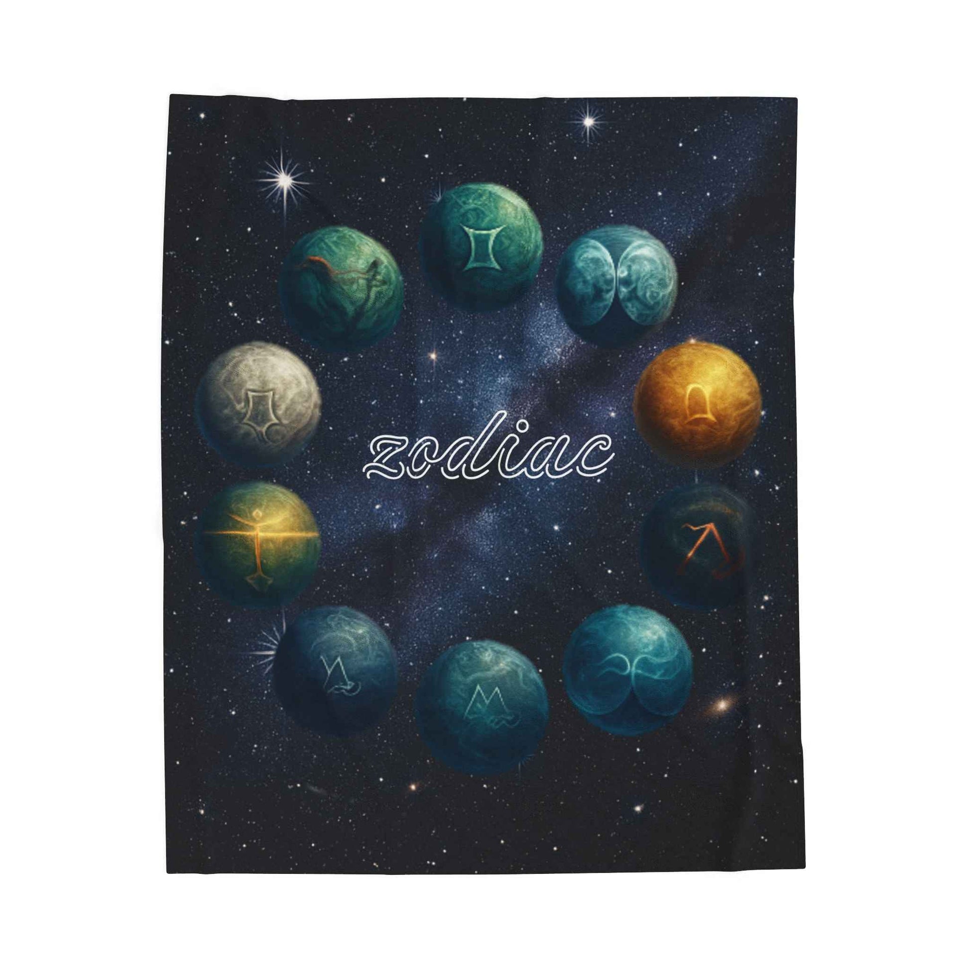 Astrological Planets Velveteen Plush Blanket — Cosmo Star Map Throw
