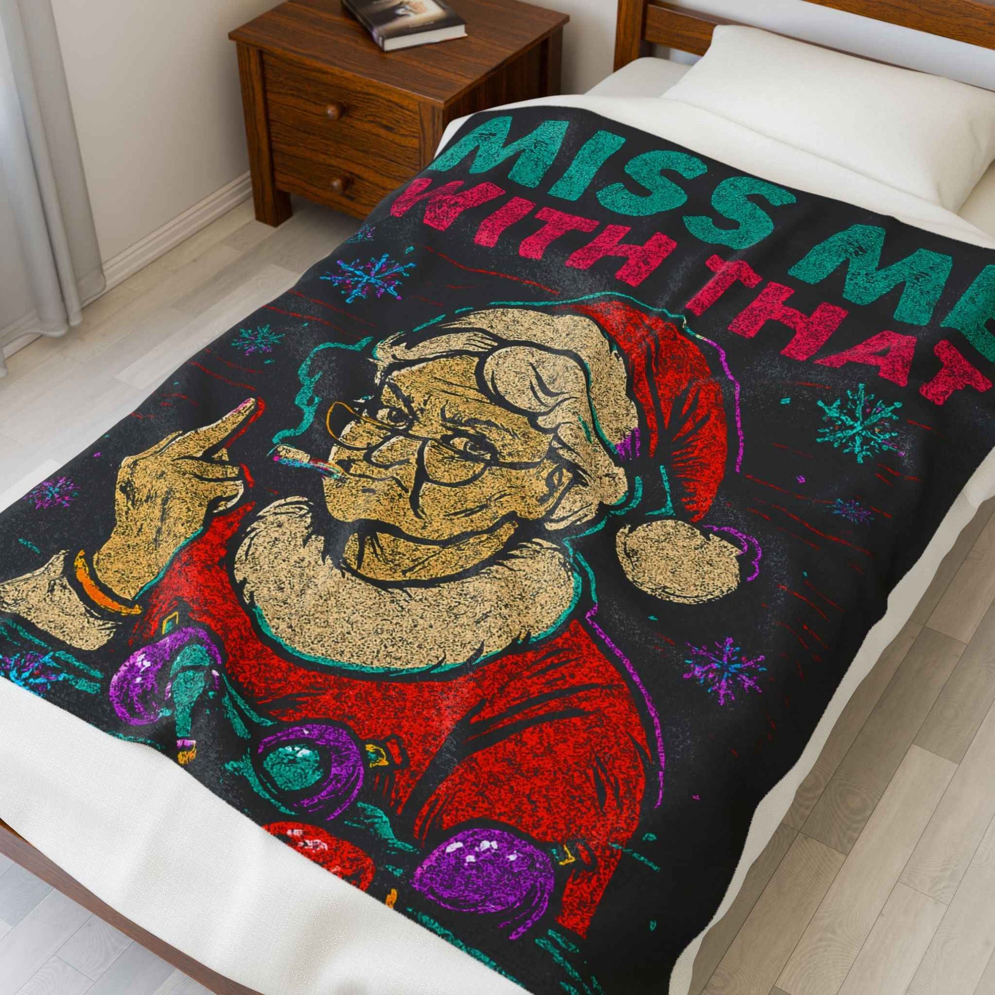 Miss Claus Miss Me With That Xmas Blanket Velveteen Plush Blanket | Christmas Throw