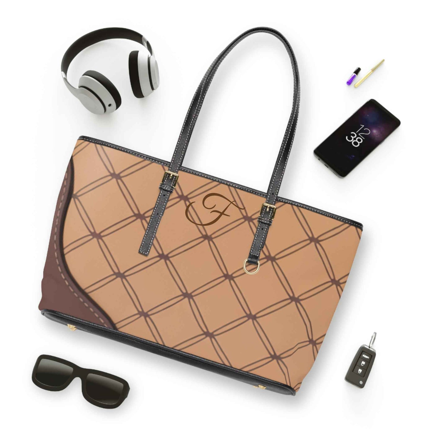 Quilted Monogram PU Leather Shoulder Bag